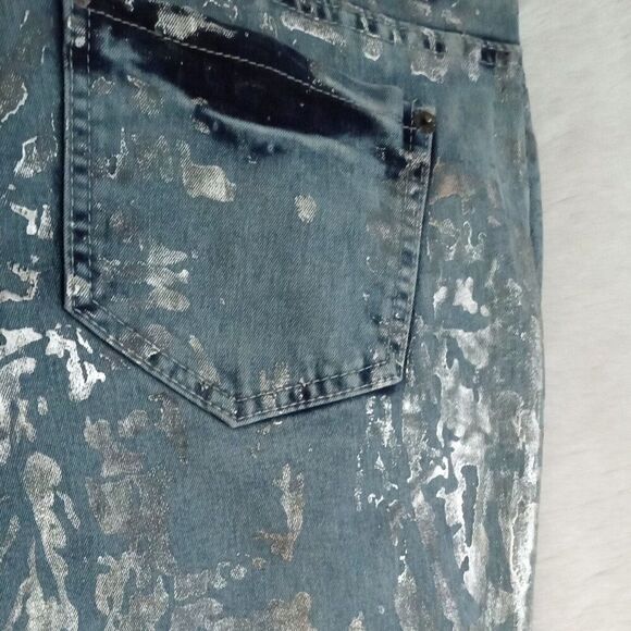 Ashley Stewart Foil and Distressed Accent 5 Pocket Denim Jeans (Size 12) NEW!!! - Picture 9 of 10